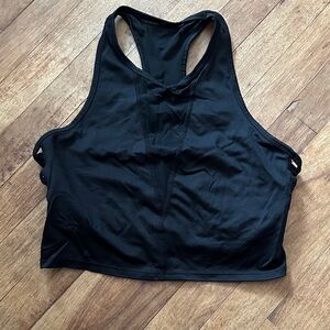Black Women's Cropped Athletic Tank - Built in Bra